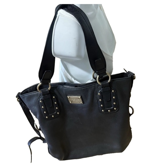 Michael Kors BIG VALLEY Large NS Tote Bag BLACK Leather Gold Tone Handbag - Picture 15 of 16